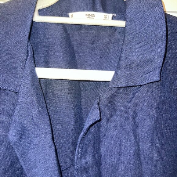 Mango Casual Blue Button Down Dress Size 8 - Picture 4 of 4
